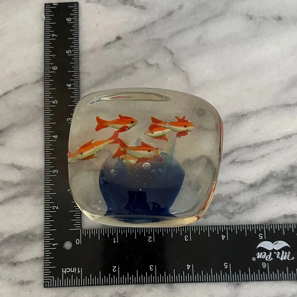Murano Handcrafted Glass Fish Aquarium Decor paper weight vintage